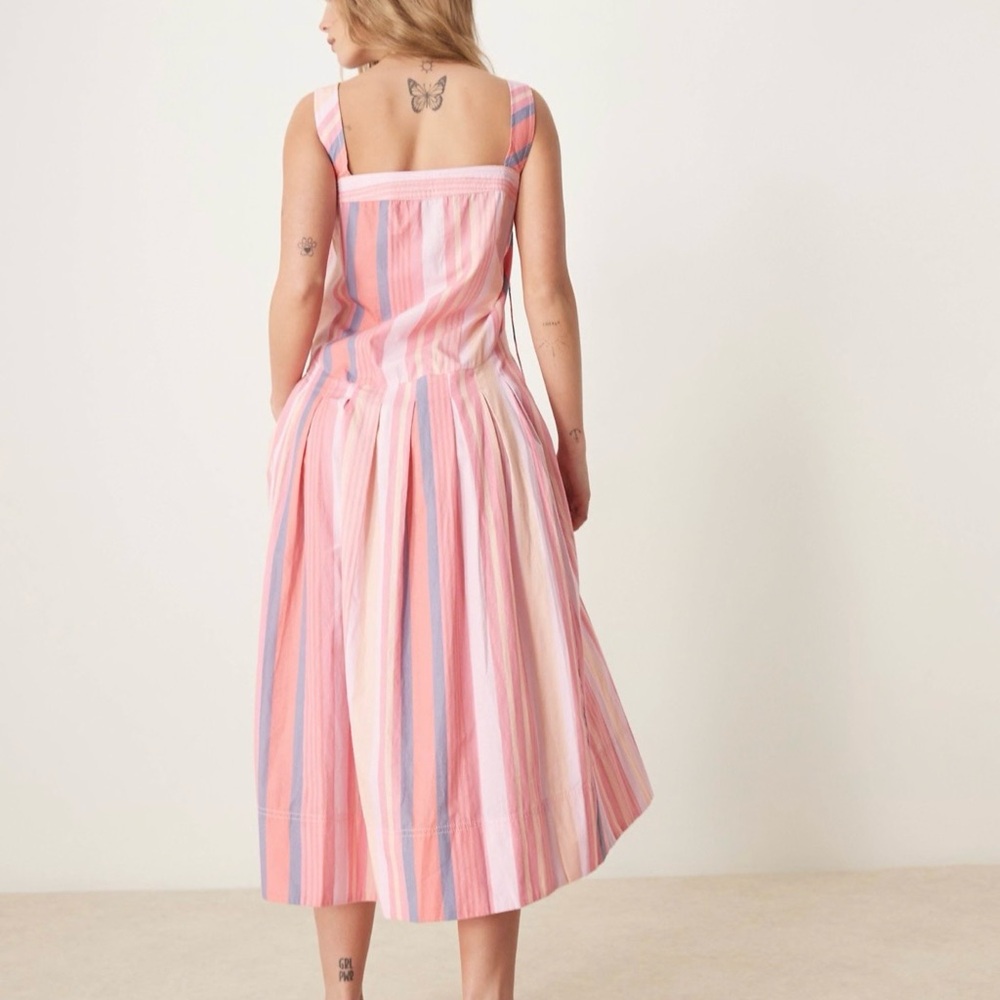 FREE PEOPLE Primavera Stripe Cotton
Midi Dress Sz. M.  NWT color pink - Picture 6 of 13
